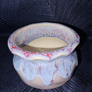 Petit pot glacis bleu rouge beige